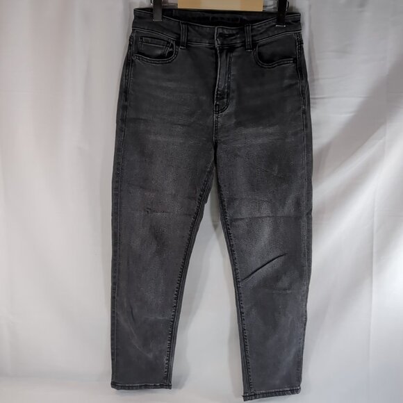 American Eagle Darkwash Denim Jeans Pants High Rise Skinny Straight 4 Short Gray - Picture 1 of 12